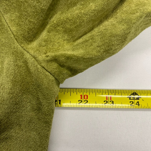 Metrostyle Womens Leather Jacket Size 12 Olive Green Denim Accent Zip Western - Picture 10 of 11